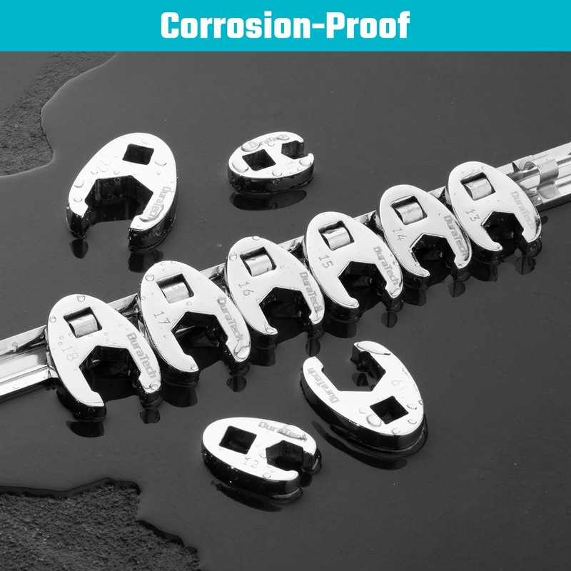 DURATECH 10-Piece 3/8" Drive Crowfoot Wrench Set, Flare Nut Wrench