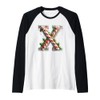 Candy Cane Christmas Letter X Design Raglan Baseball Tee