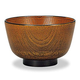 Mitani M15988-2 Yamanaka Lacquerware Soup Bowl, Brown, 4.1 inches (10.5 cm), Yamanaka Lacquerware Range, Kyo-type, Keyaki-type Heathered Soup Bowl, Small, Tochi-nuri