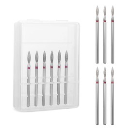 Lusofie 6Pcs Flame Nail Drill Bits Set, Cuticle Drill Bit 3/32 Diamond Carbide Cuticle Remover Drill Bits for Nails Professional Cuticle Clean Nail Drill Bit Remove Cuticle Dead Skin Cleaner Tool