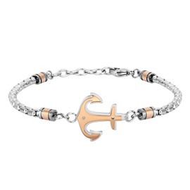Feifuli Mens Bracelet Stainless Steel with Anchor Pendant Chain Bracelet for Men, Adjustable Size Mens Jewelry Unique Present for Father Grandpa Husband 7.3-8.7 Inches RD-JN1671