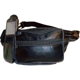 Unbranded Leather waist pouch black waist bag leather bag 3 pocket fanny pack New with tag