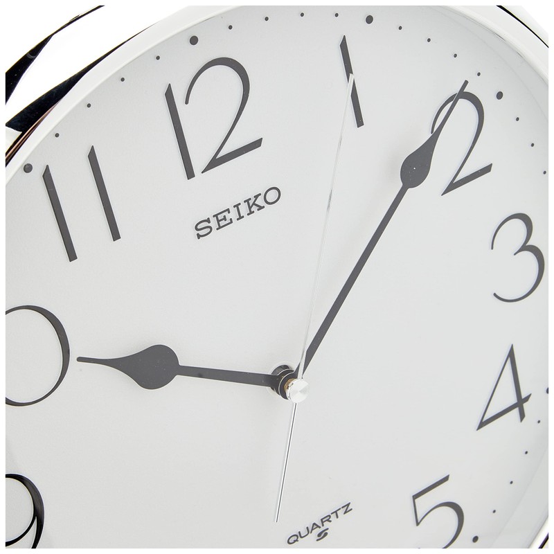 Seiko Quartz Wall Clock with Arabic Numerals - Silver, 30