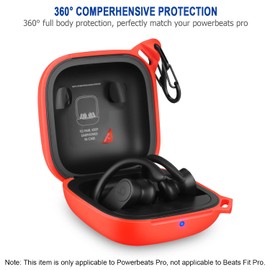 HIETON for Powerbeats Pro Case, Anti-Break Anti-Lost & Shockproof Unique Dual Hole Portable Silicone Protective Case Cover with Carabiner for 2019 Newest Power Beats Pro(Red)