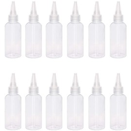 lasenersm 12 Pieces Plastic Squeeze Bottles 1oz Small Squeeze Bottles Plastic Bottles Applicator Mini Empty Squirt Bottle with Top Cap for Paint Art Craft Liquids Lotion Glue, Transparent