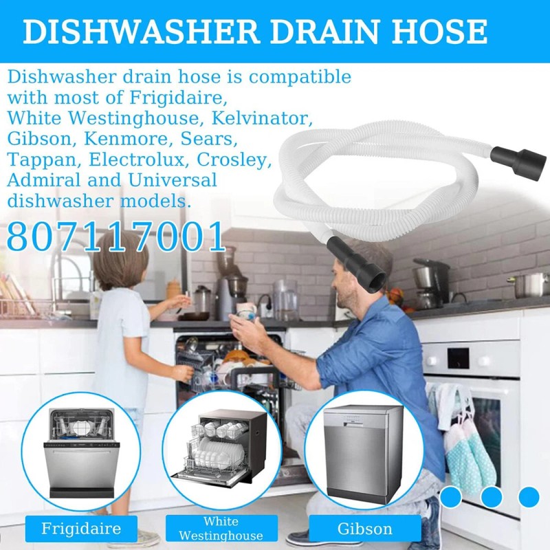 for Electrolux Frigidaire Drain Hose 807117001 for Electrolux Frigidaire Dishwasher