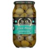 Tassos Green Pitted Mammoth Greek Olives (35.27oz) 1 Liter Jar