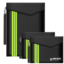 ImnBest Fireproof and Waterproof Bag, Fireproof Wallet Briefcase for A4 Document Bag, Passport Money Valuables (Black 3)