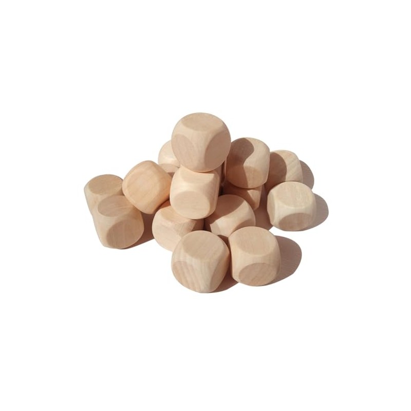 20 Pieces Wooden Cubes Blank DIY - Unpainted Cube Simple