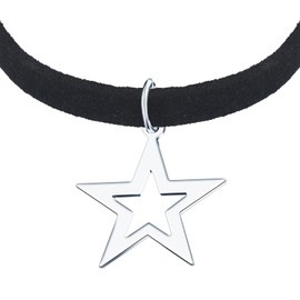 Yumilok Women's Necklace 925 Sterling Silver Choker with Pendant Velvet Rope Black Stars for Women, Sterling Silver