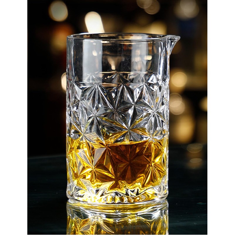 Professional Thick Bottom Seamless Cocktail Mixing Glass 700ml (Ice Flower,