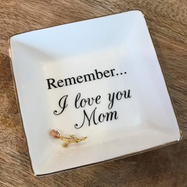 Simply Charmed "Love You Mom Jewelry Dish - Elegant Trinket Tray for Rings & Small Keepsakes - Gifts for Mom from Daughter or Son - Gift for Mother's Day, Birthdays & Valentine's Day