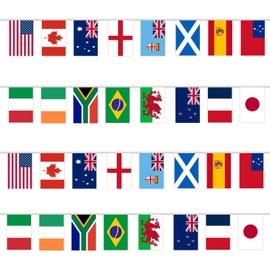 YOFANUP Women's Rugby World Cup 2025 Flags Bunting, 32 Flags - 33ft/10m, Rugby World Cup Party Decorations, Double Sides Flags Bunting for Restaurant Bar Club Garden Decor (1 Pack, 21x14cm-10m)