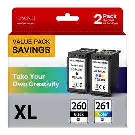 PG-260 XL CL-261 XL Ink Cartridges Replacement for Canon 260XL and 261XL Ink Cartridge Compatible with TS5320 TR7020 TS6420 TS5300 TS6400 TS6420a TR7022 TR7020a (Black and Tricolor,2-Pack)