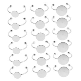 CORHAD 30pcs Metal Ring Blank Bases Adjustable Trays Round Pad Ring Trays for Jewelry Making Stainless Steel Versatile for Various Projects