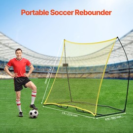 Happybuy Soccer Rebounder, Portable Training Aid, 7x7FT Iron and Polyester Soccer Practice Gear, Sports Football Rebounding Wall with Portable Bag, Ideal for Team or Solo Training, Passing and Volley
