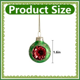 LFUTARI 9 Pcs Christmas Reflector Ball Ornament, 1.6'' Hanging Glass Reflector Decoration, Multicolored Glass Reflector Ball for Vintage Christmas Tree Decor Party Flower Arrangement Decoration