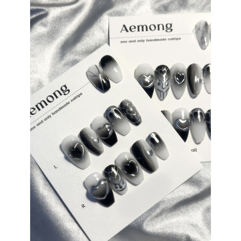 [Hiphan Nail Premium Emboss] Radish Heart Line Nail Tip –