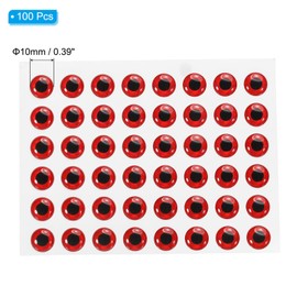 PATIKIL Fishing Lure 3D Eyes 10mm, 100Pcs Waterproof Artificial Fish Eye Fly Tying Lures Crafts Tackle Accessory for Fishing Baits DIY, Red