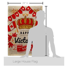 Angeleno Heritage Victoria Day Burlap House Flag Dowel Set Canada Provinces Canadian Territories Region Country Particular Area Decoration Banner Small Garden Yard Gift Double-Sided, Made in USA