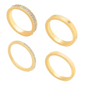Teaque Stacking Rings Women's Gold Engagement Ring Women's Rings Men's Stackable Rings Gold, Beautiful Ring Men's Ring Thumb Ring Gold Women's Gold Rings with Zirconia Ring The Ring, Non-precious