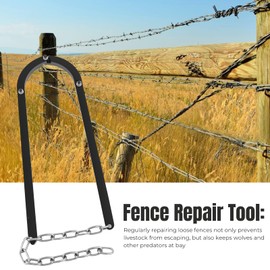 Fence Wire Repair Tool, Heavy Duty Fence Repair Tool for Wire Fence Farm Garden, Texas Fence Fixer fits Electric, Horse, Mesh Fencing, Corrosion-Resistant Iron Build