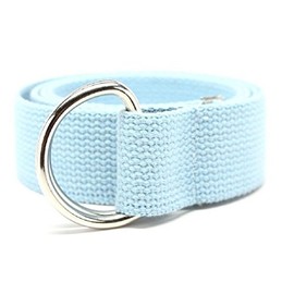 Deal Fashionista Unisex for Adult & Kids D Ring Webbed Cotton Canvas Belt 1.25" Wide M Baby Blue 41"