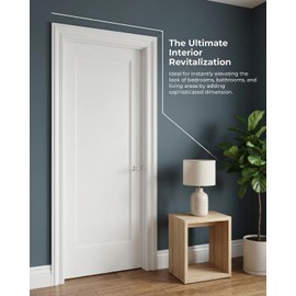 BiJun Door Trim Moulding Peel and Stick, 1 Set 2.36 Inch Pre-Cut Door Frame Trim Kit Self-Adhesive Interior Doors Makeover Kits, Easy Install for Doors Frame Decor, White (30" × 80")