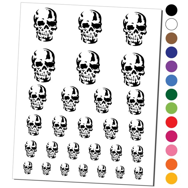 Creepy Shadowy Human Skull Bones Temporary Tattoo Water Resistant Fake