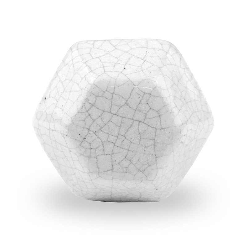 ETHNICITI Pack of 6 Hexagonal White Crackle 40mm Ceramic Door