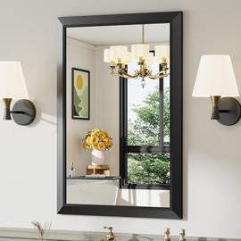 Briivue 24"x36" Black Bathroom Mirror, Anti-Rust Black Metal Framed Bathroom Mirrors for Over Sink, Wall-Mounted Rectangler Mirrors for Bathroom Vanity, Farmhouse, Bedroom, Living Room, Entryway Decor