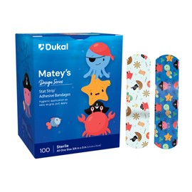 Dukal Design Series Matey’s Adhesive Bandages with Stat Strip® Technology, ¾” x 3” (Box of 100)
