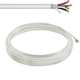 Custom Cable Connection 22 AWG 4 Conductor Stranded Shielded Plenum Cable White CL3P Jacket for Security/Alarm/Access Control/Sound - 50 Foot Roll in a Bag