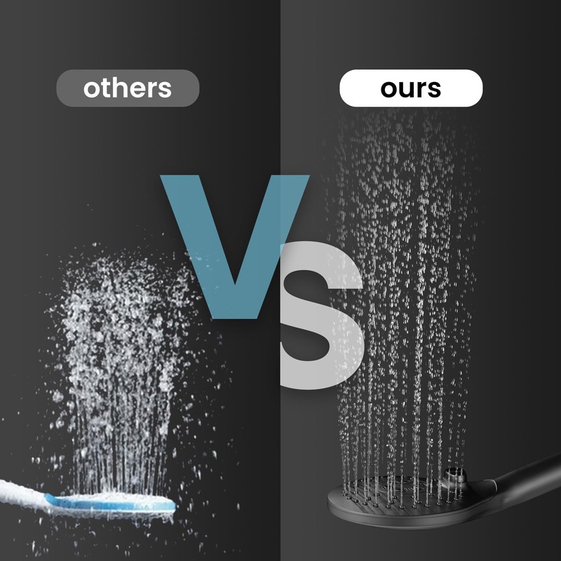KPW Shower Head Detachable Handheld Matte Black 3 Spray Modes