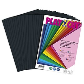 PLAY-CUT Coloured Card A4 Black (220 g/m²) | 20 Sheets DIN A4 Craft Card Colourful | Thick Printable Cardboard Paper | Premium Printing Paper Thick Thickness | Cardboard for Crafts