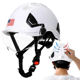 Aolamegs Aolamegs Type 2 OSHA Approved Hard Hats With Visor - Type II Class C Hard Hat with Chin Strap, Vented Safety Construction Helmet Hard Hat,6 Point Suspension EPS Foam Liner Hard Hats Work for Men,White