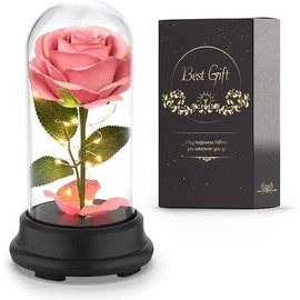 Forever Preserved Real Black Rose Flower Birthday Gifts for Mom Women,Valentines Gifts Black Eternal Flower Gifts for Valentine's Mothers Day Christmas Anniversary Birthday (Black) - Color: Pink