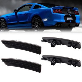 LED Side Marker Lights Front & Rear Bumper Fender White Parking Lamps for 2024-2025 Ford Mustang (S650, Gen7) 2024-up,Smoke Lens, Pack of 4