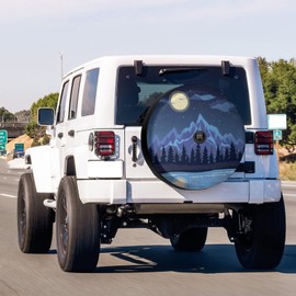 Delerain Spare Tire Cover with Backup Camera Hole Mountain Night Wheel Covers Waterproof Dust-Proof UV Sun Universal Fit for Jeep Trailer RV SUV Truck (17 Inch for Diameter 31"-33")
