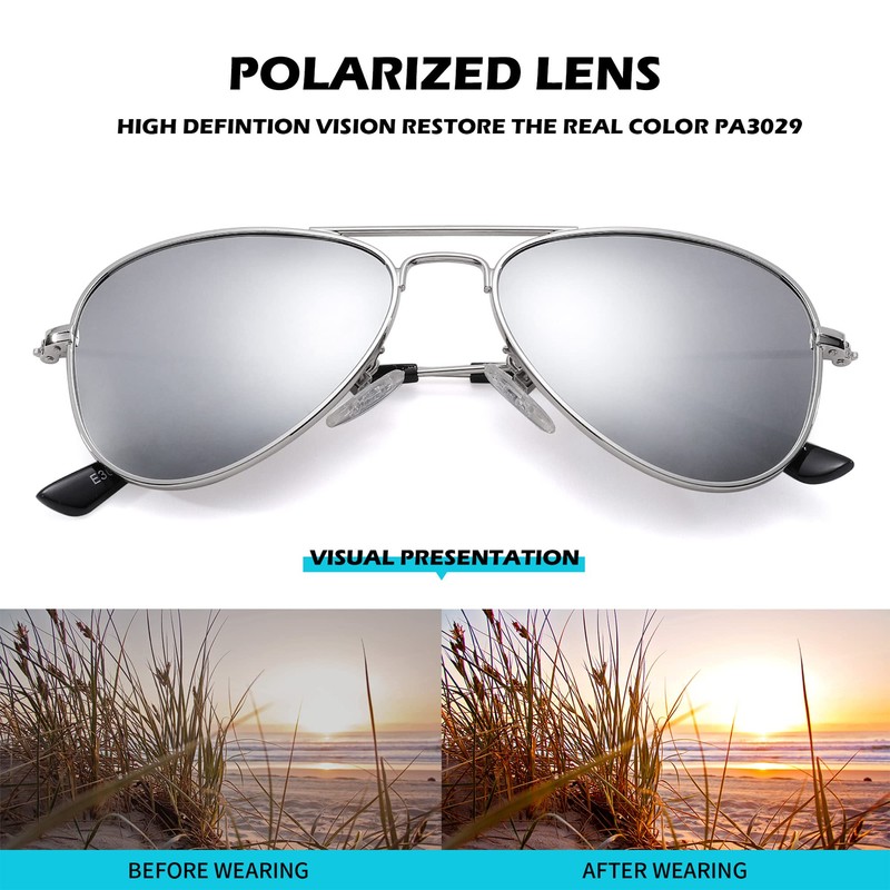 Pro Acme Polarized Kids Aviator Sunglasses, UV400 Protection Metal Frame