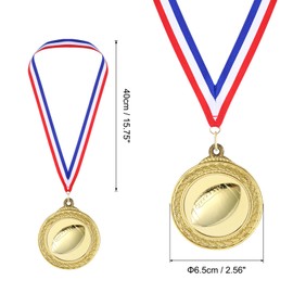 PATIKIL 2" Gold Rugby Medals, Rugby Award Medals with Ribbon Red White for Games Sports Competitions