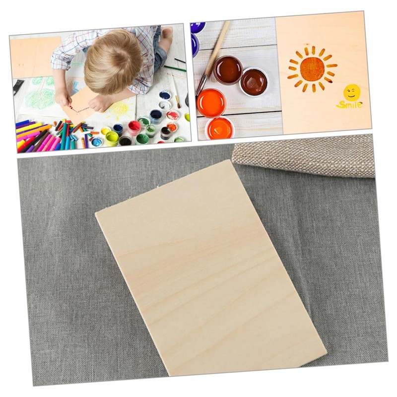DOITOOL 10Pcs Unfinished Wooden Planks for DIY Crafts Smooth Basswood