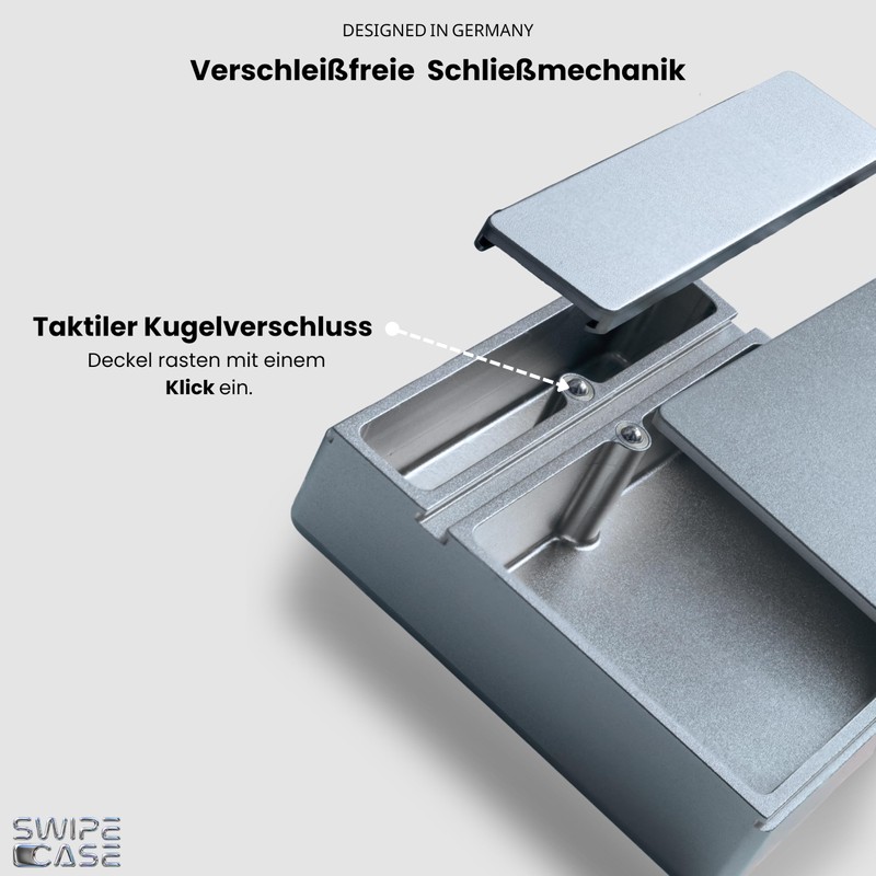 Swipecase® Aluminium Case with Double Compartment for Snus, Caffeine Snus