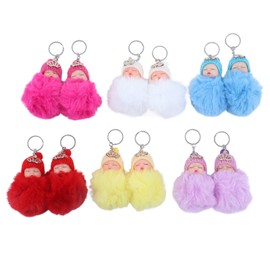 12 Pcs Sleeping Baby Pendant Key Ring Plush Fluffy Cute Emulational Doll for Handbag Purse NO.892-17