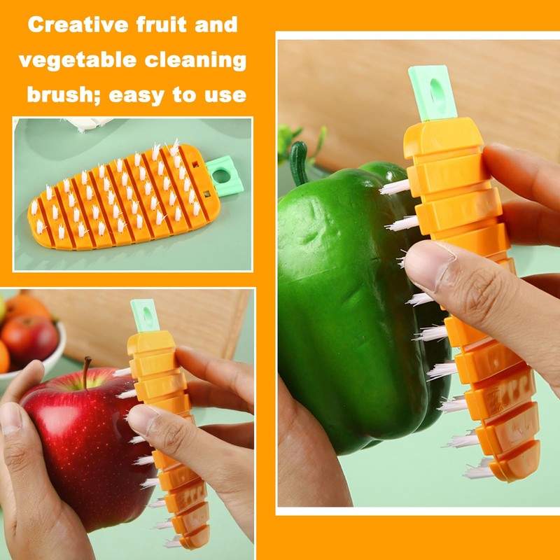 Vegetable Scrubber, Potato Scrubbing Brush Carrot Shape Hanging Vegetable Brush