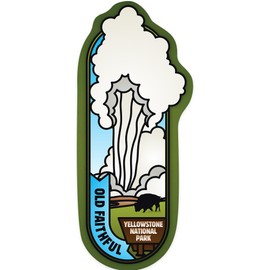 Die Cut Sticker Yellowstone National Park, Wyoming, Old Faithful Geyser, Vector, Contour Vinyl Sticker 1 to 3 inches (Waterproof Decal for Cars, Water Bottles, Laptops, Coolers), Small