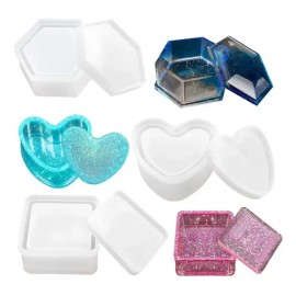 Molde De Resina Para Caja, Joyería, Corazón Hexagonal
