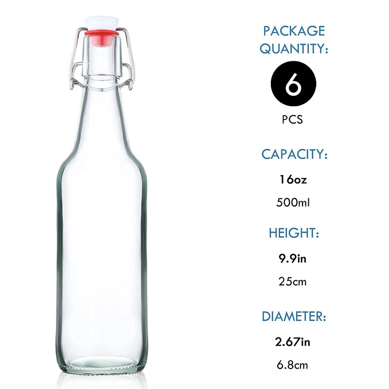 YEBODA Clear Glass Beer Bottles for Home Brewing with Easy
