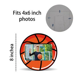 FRRCREU Basketball Wooden Photo Frame - Sports Theme Picture Frame With Back Bracket Fits 4"X6" Photo - Basketball Athletics Tabletop Photo Decoration For Home Office - Keepsake For Gifting - B06