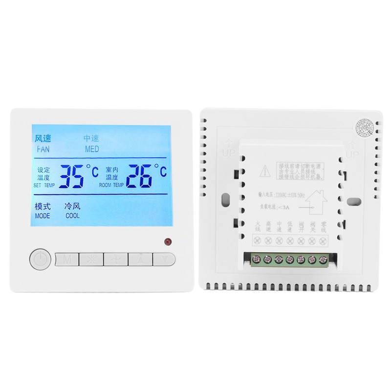 AC220V Intelligent LCD Thermostat Fan Coil Temperature Controller Air Conditioning